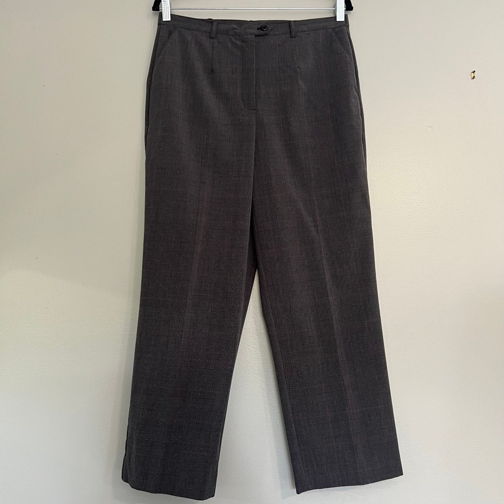 Sag‎ Harbor Petite Gray Glen Plaid Stretch Dress Pants 10P dark academia office